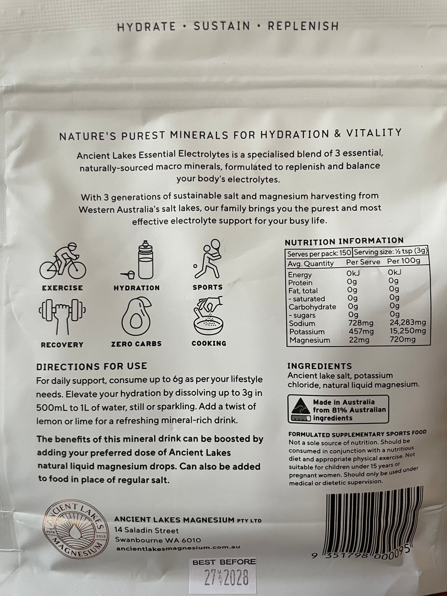 Ancient Lakes Electrolytes